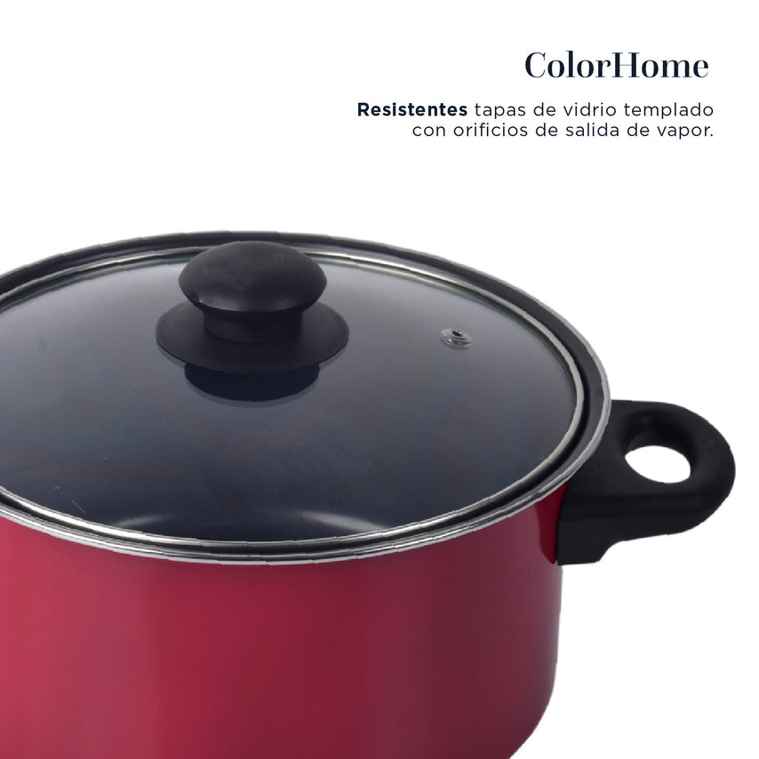 Batería de Cocina Kit Sartenes Acero 16 Piezas AntiadherenteCOLORSTEEL16R