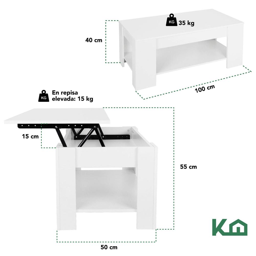 Mesa de Centro Elevable De Madera Con Compartimento Oculto