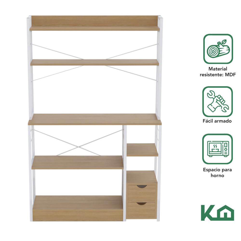 Rack Mueble Cocina Multiusos Repisas 2 Cajones Organizador