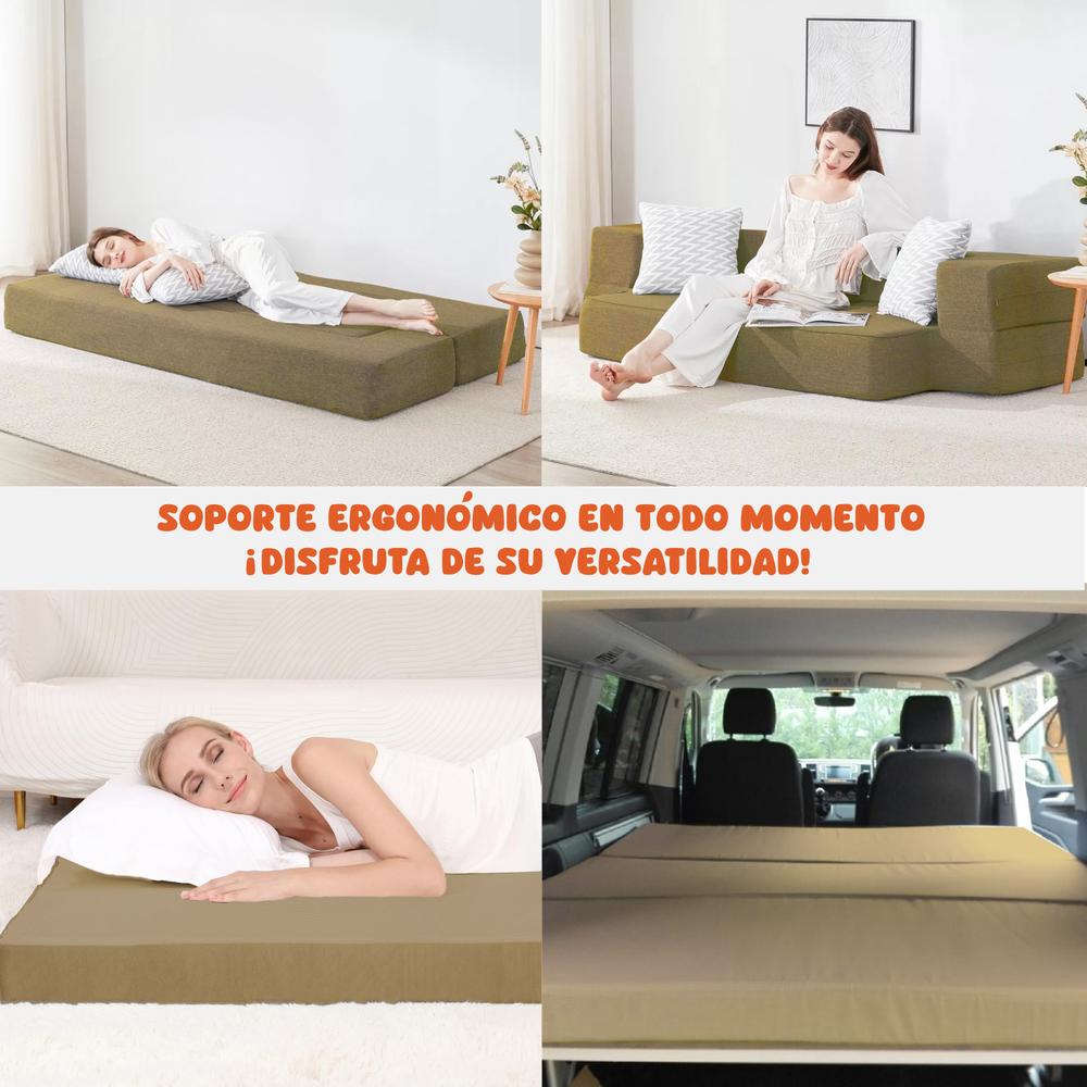 Sillón Plegable Sofá Cama Matrimonial Convertible Colchoneta