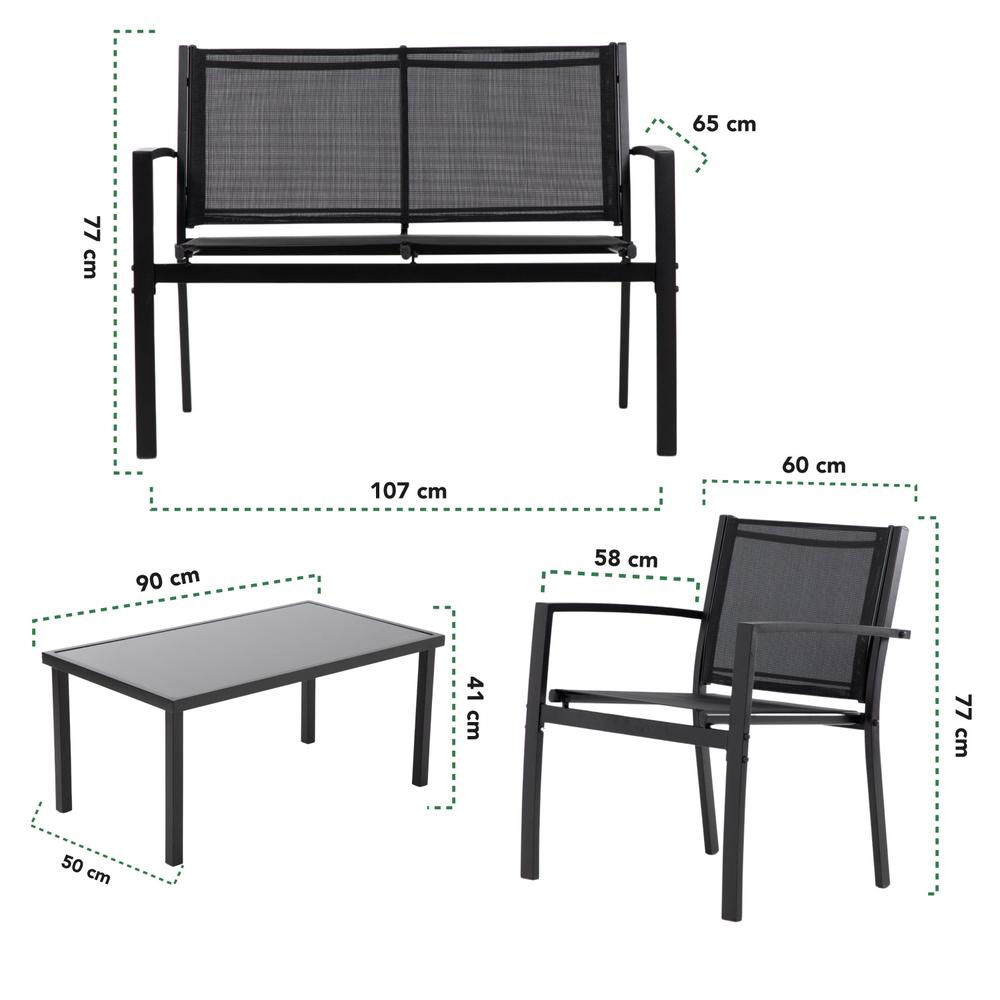 Sala Exterior para Jardin Textileno Sillas Sillon Mesa 4Pzas