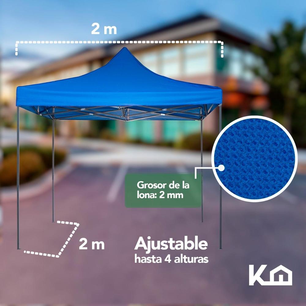 Toldo Carpa Impermeable Plegable Acero 2x2 M Blanco Bolsa