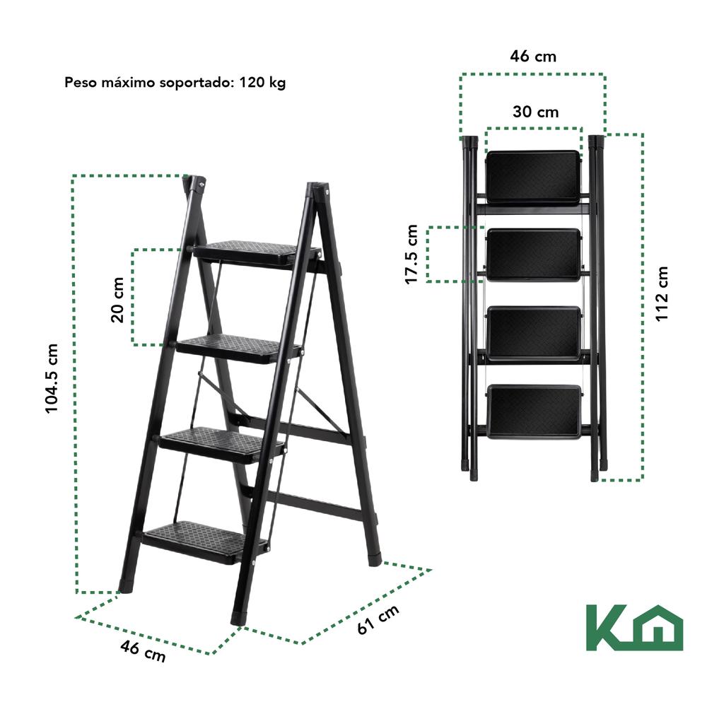 Escalera De Acero Plegable Tipo Tijera 4 Peldaños KingsHouse