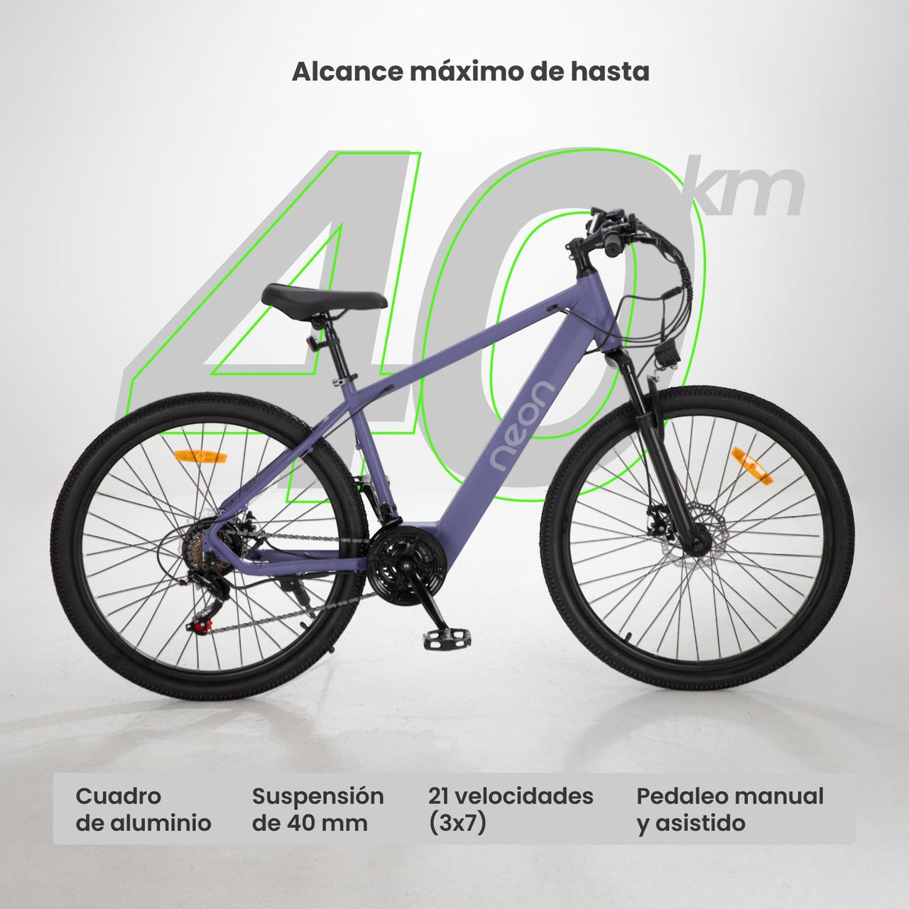 Bicicleta Eléctrica R27.5 Freno Disco Shimano 21 V Aluminio