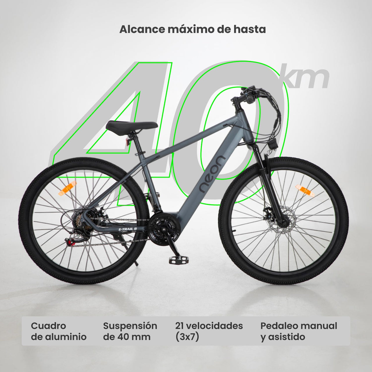 Bicicleta Eléctrica R27.5 Freno Disco Shimano 21 V Aluminio