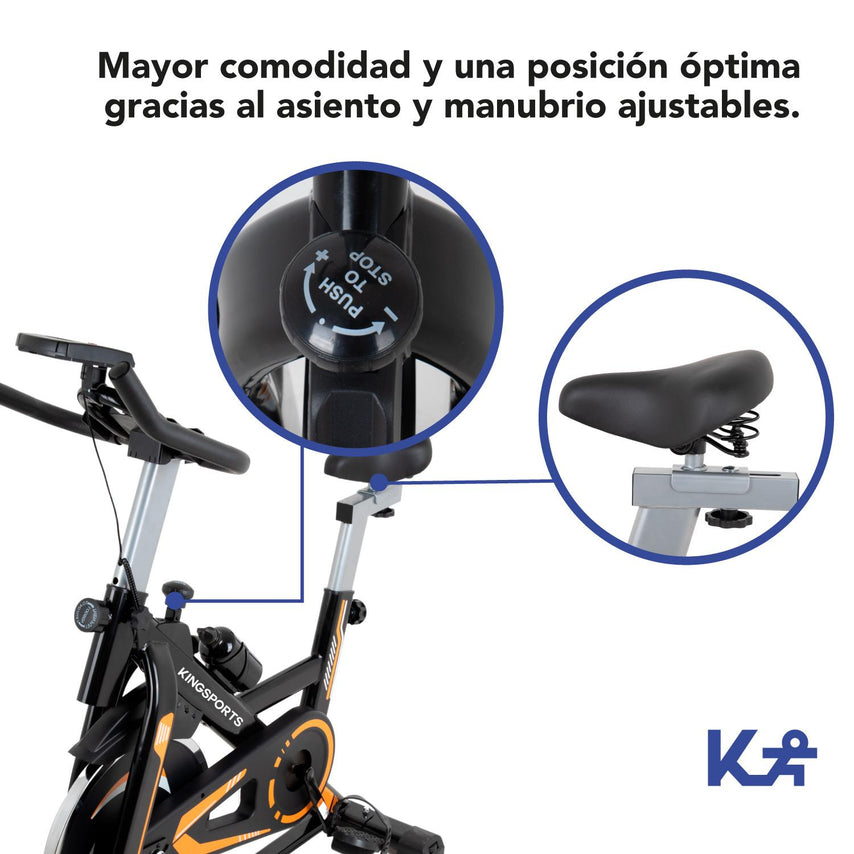 Bicicleta Fija 10 kg Estática Para Spinning Cardio FitnessKINGBIFI10N