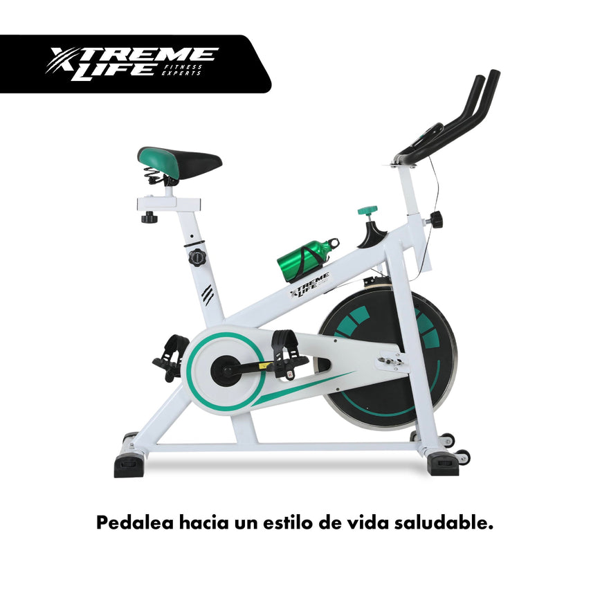 Bicicleta Fija Spinning Estática 8 Kg Cardio Profesional BlancaSKYAEROB8