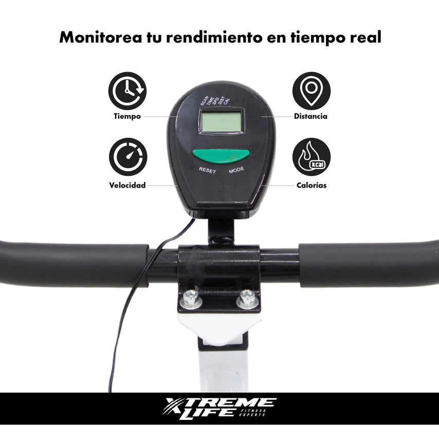 Bicicleta Fija Spinning Estática 8 Kg Cardio Profesional BlancaSKYAEROB8