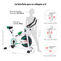 Bicicleta Fija Spinning Estática 8 Kg Cardio Profesional BlancaSKYAEROB8