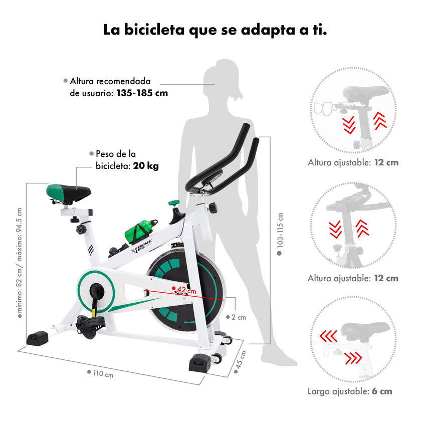 Bicicleta Fija Spinning Estática 8 Kg Cardio Profesional BlancaSKYAEROB8