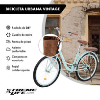 Bicicleta Urbana Rodada 26 Canastilla Freno De Pinza Acero VintageSKYURBIKEGR