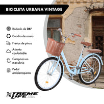 Bicicleta Urbana Rodada 26 Canastilla Freno De Pinza Acero VintageSKYURBIKEP