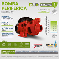 Bomba De Agua Periferica 127 V Duo 1hp 750w 30 Metros IgotoPKM80-IGO