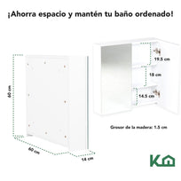 Botiquin Con Espejo Para Baño Organizador 2 Puertas GabineteKHMCB60