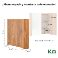 Botiquin Con Espejo Para Baño Organizador 2 Puertas GabineteKHMCB60