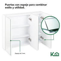 Botiquin Con Espejo Para Baño Organizador 3 Puertas GabineteKHMCB75