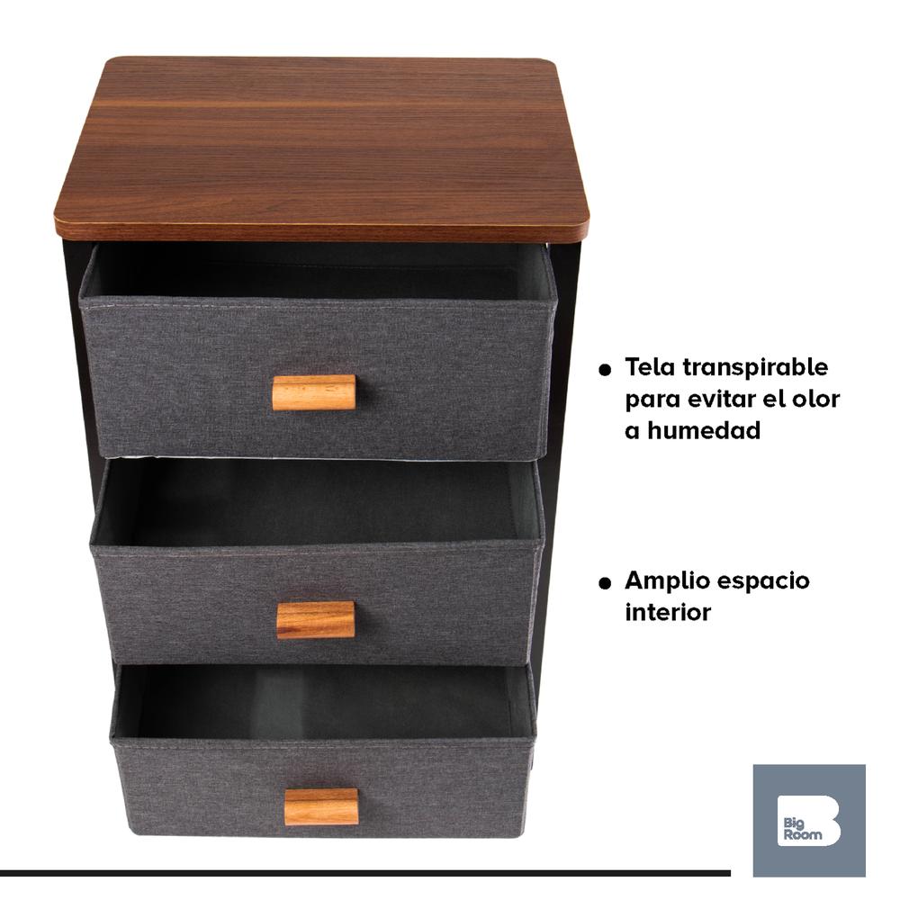 Buro Cómoda De Tela 3 Cajones Minimalista Madera