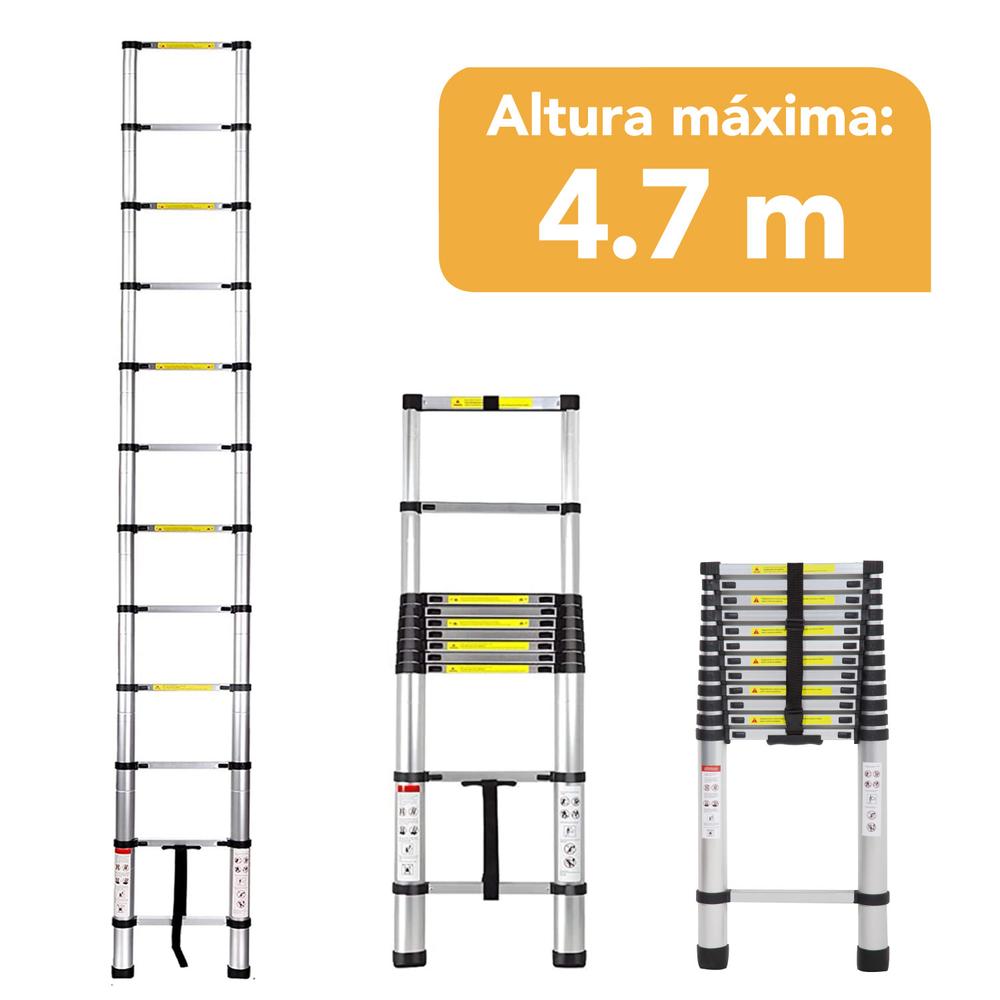 Escalera Telescópica De Aluminio Plegable 5 M 12 Escalones