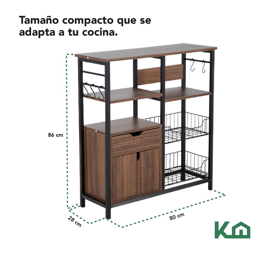 Rack Mueble Multiusos Cajon Repisas Microondas Cocina Hogar