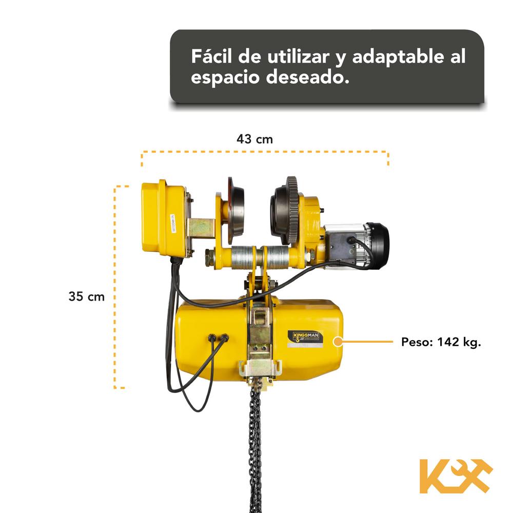 Trole Electrico Con Polipasto Electrico de Cadena de 3000 Kg 220V Cadena 6 m HHDD-K3 KINGSMAN