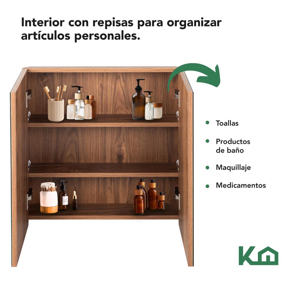 Botiquin Con Espejo Para Baño Organizador 2 Puertas Gabinete