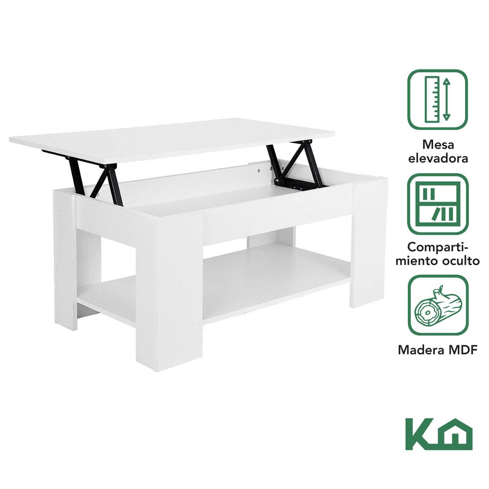 Mesa de Centro Elevable De Madera Con Compartimento Oculto