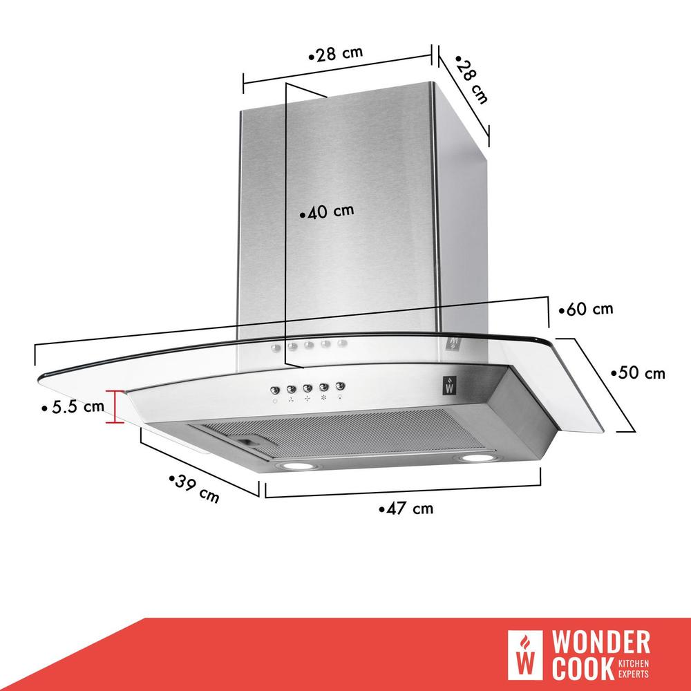 Campana Extractora Cocina Vidrio Templado Acero Inoxidable