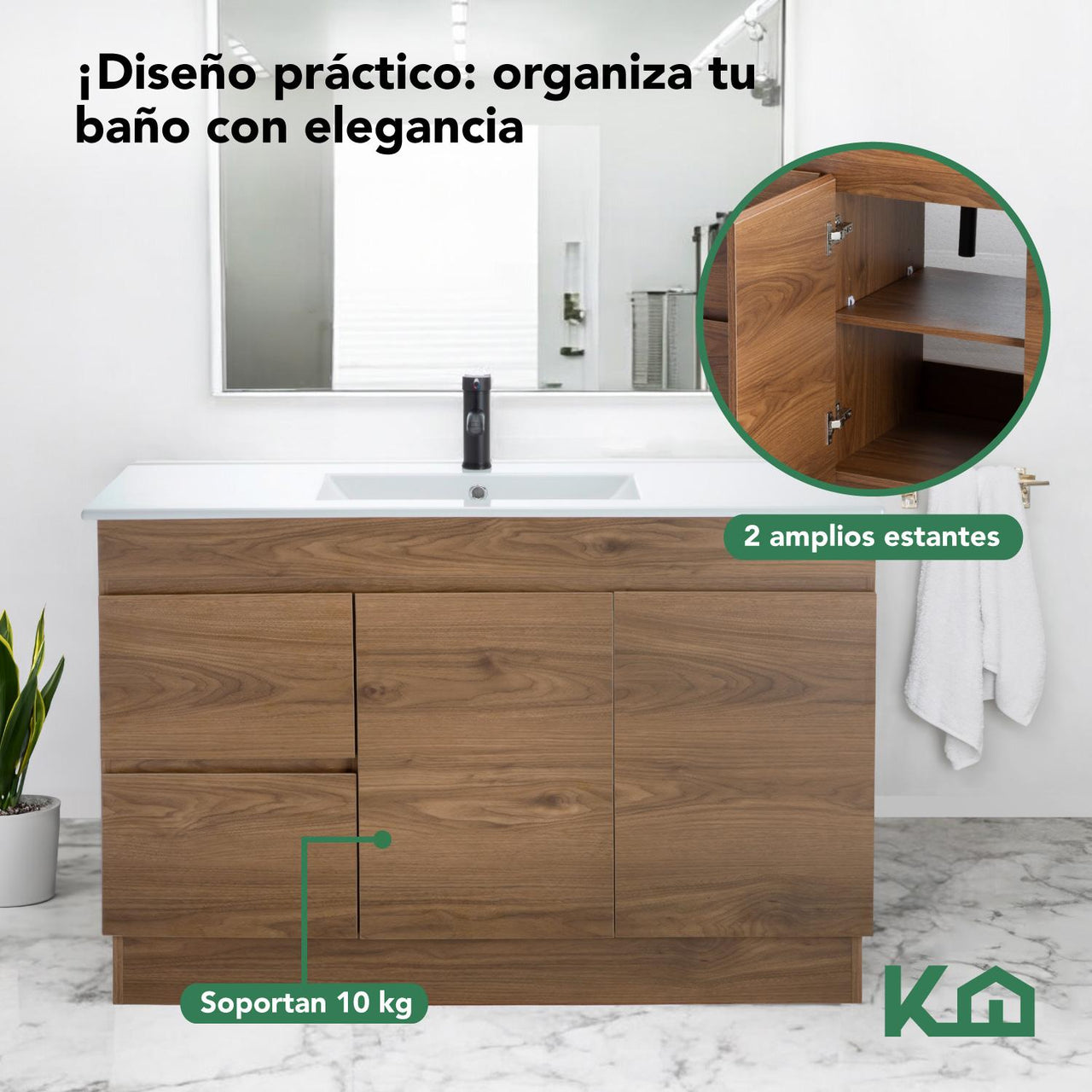 Mueble Gabinete Para Baño Lavamanos Lavabo 2 Cajones Estante