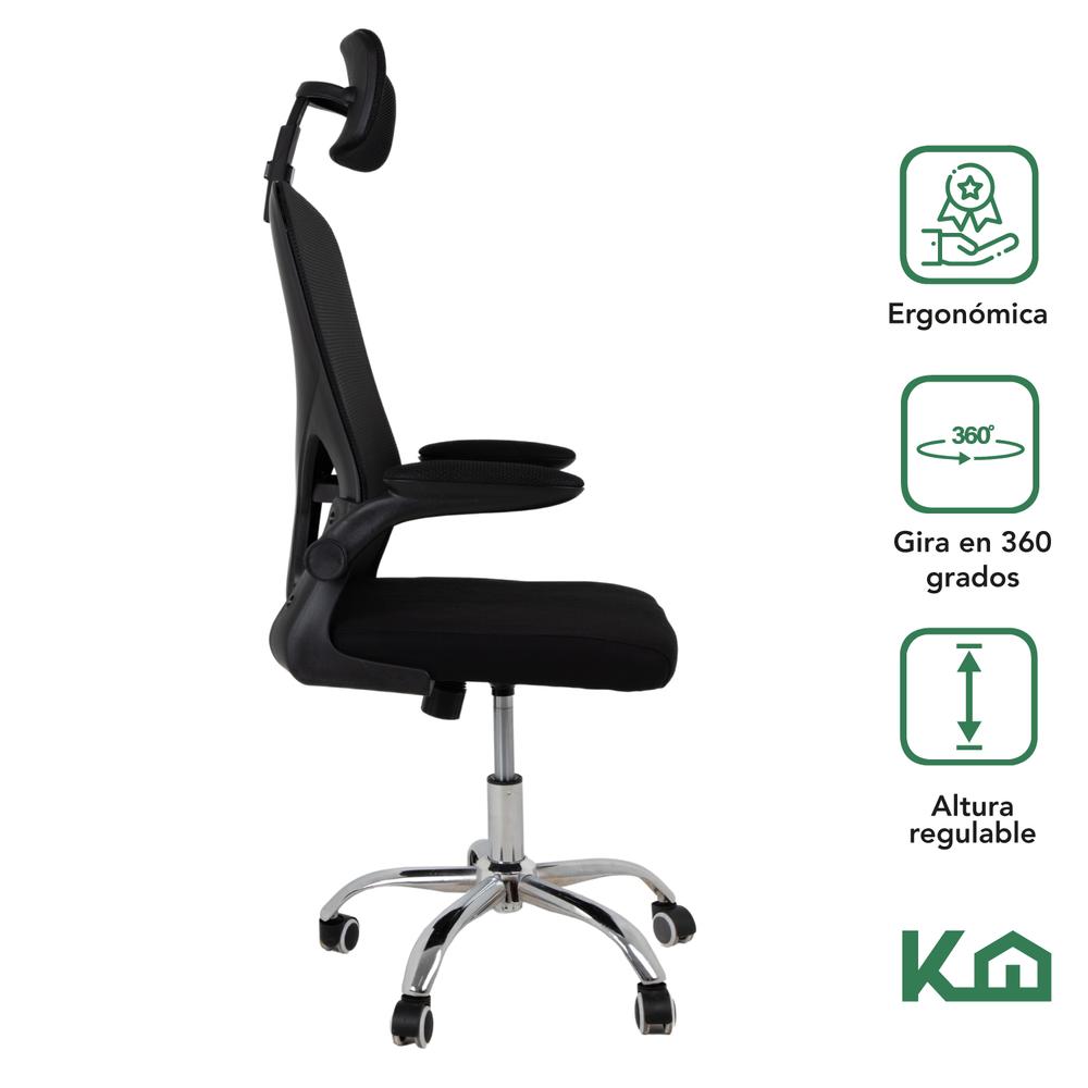 Silla Giratoria de Escritorio Ergonomica Negra Mesh Oficina