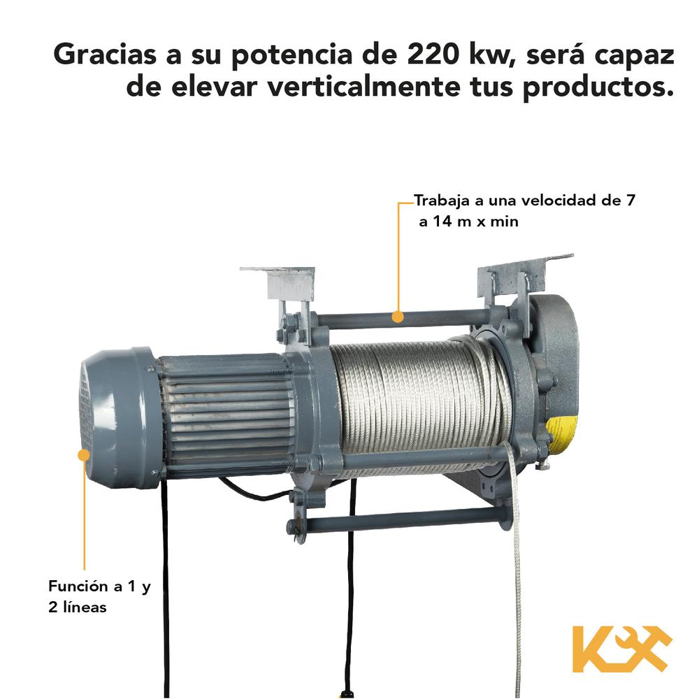 Polipasto Electrico 500-1000kg Cable 100m 220v Construccion