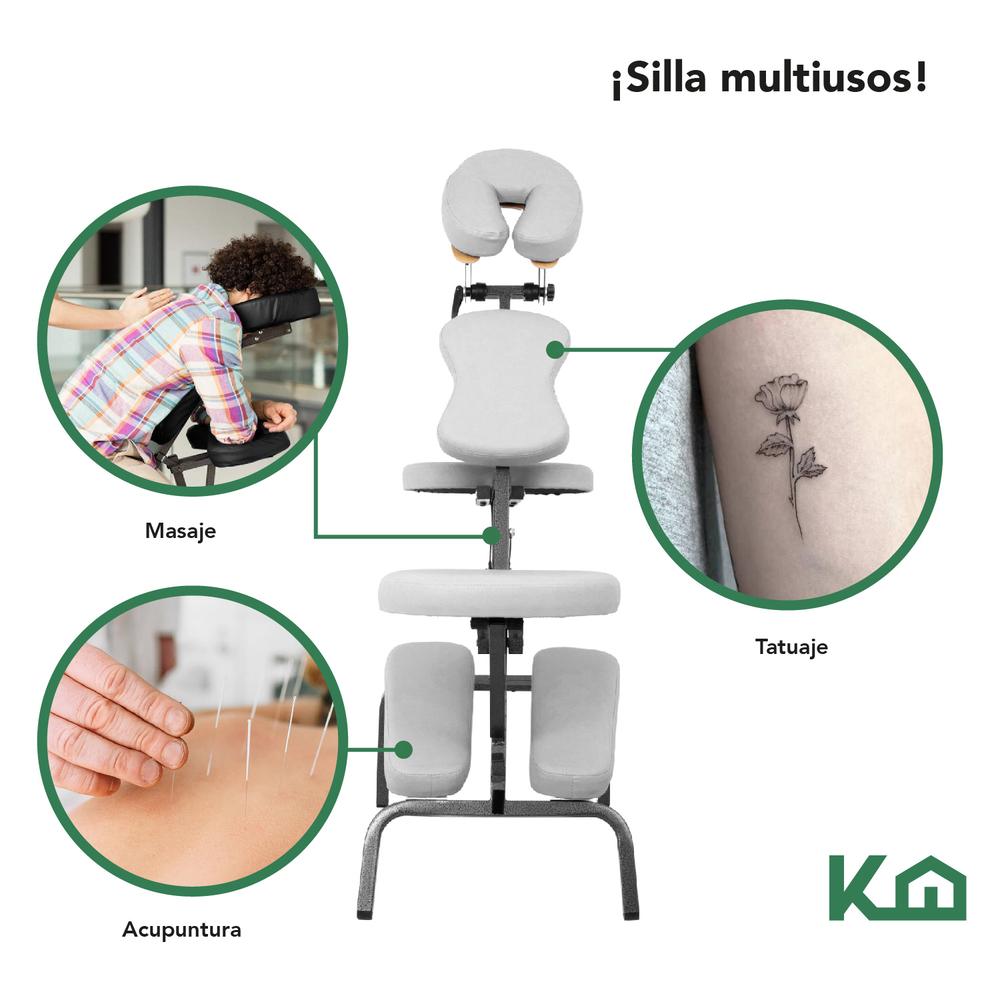 Silla Masaje Portatil Vinil Shiatsu Confort Premium Tattoo