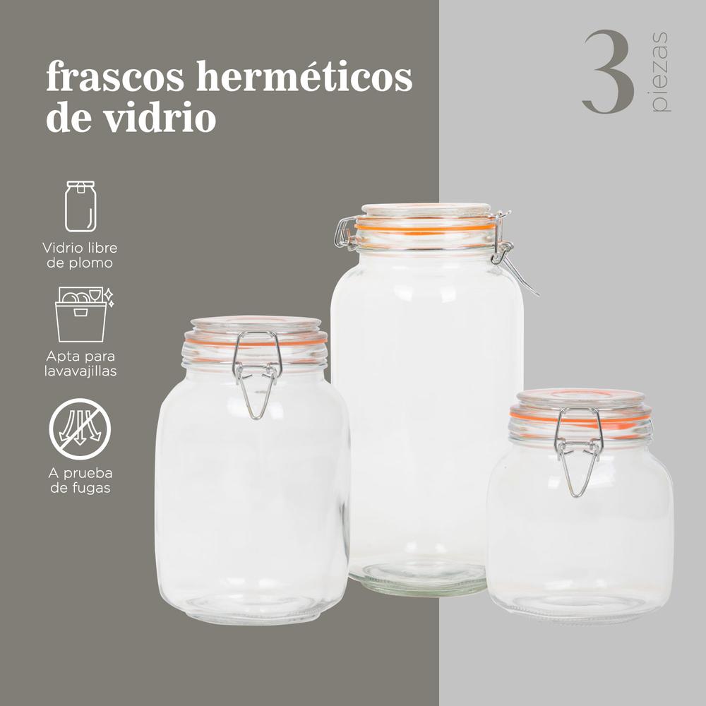 Frascos Hermeticos De Vidrio Alacena 1-1.5-2 Litros Almacena