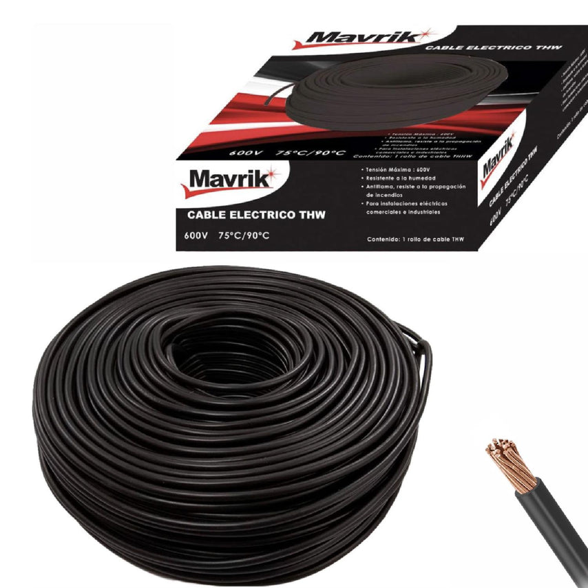 Cable Eléctrico De Cobre 100 Mts Tipo Thw Cal. 10 Negro Adir5945/14005-ADIR