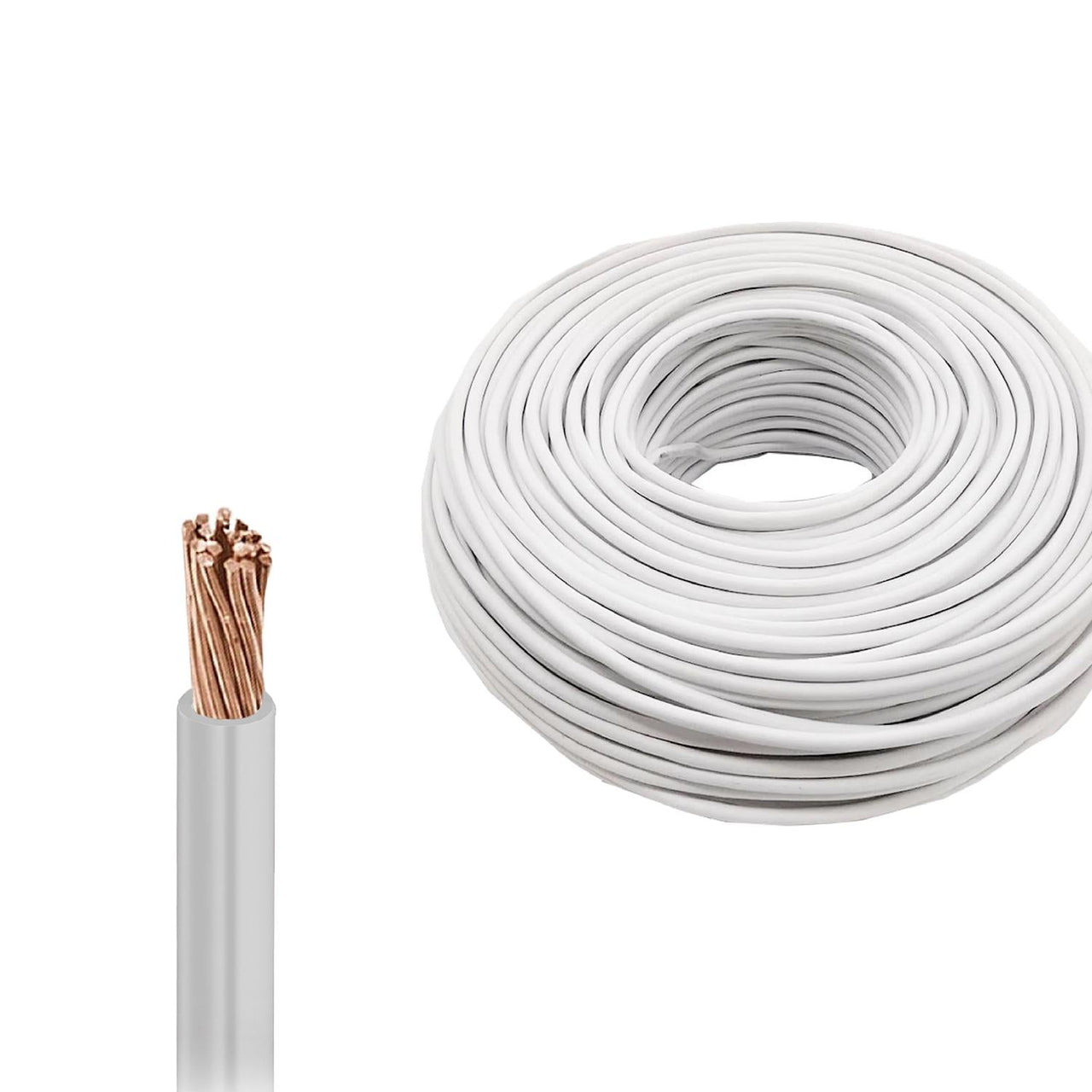 Cable Eléctrico De Aluminio Con Revestimiento De Cobre 100 Mts Tipo Thw Cal.10 Blanco Adir