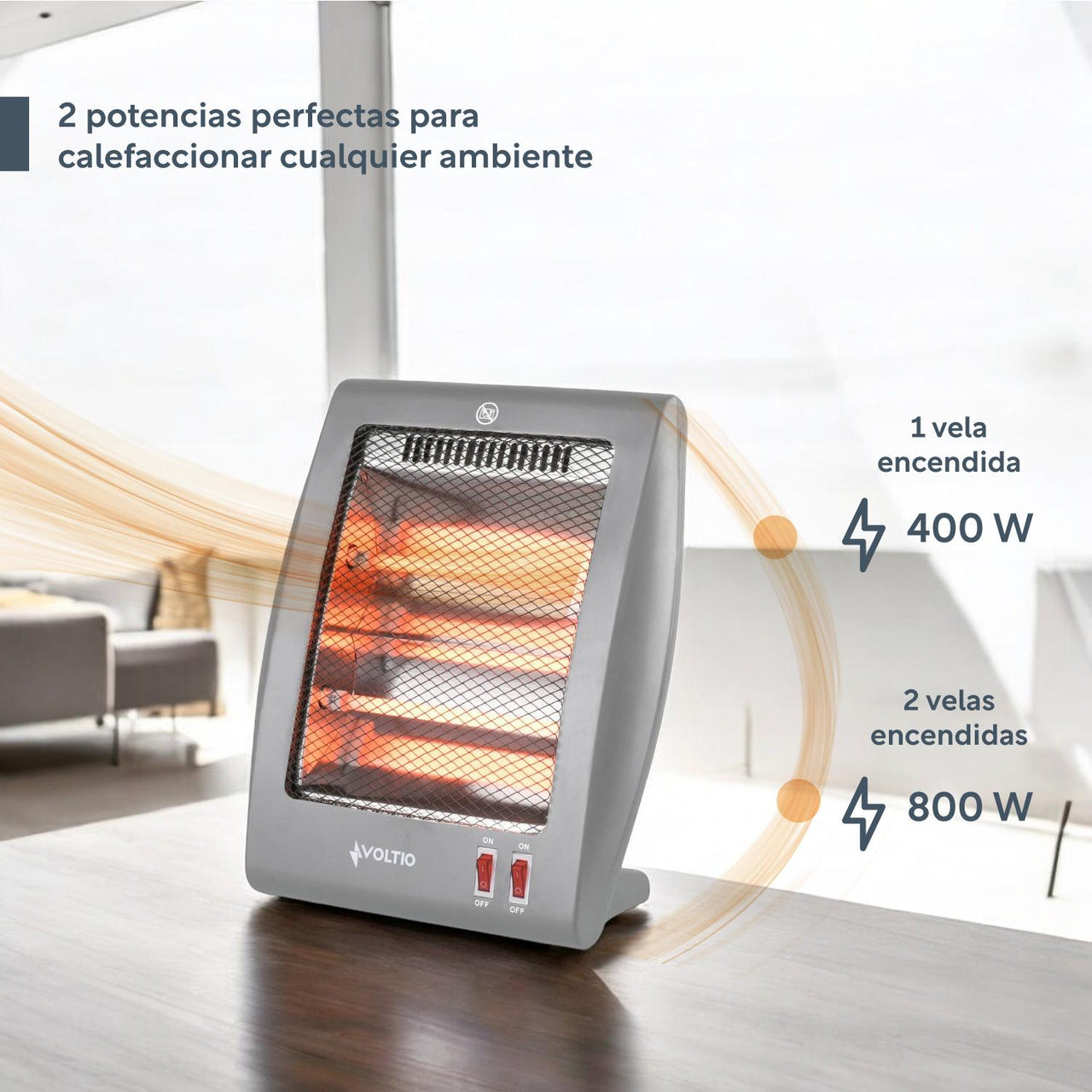 Calefactor Electrico De Cuarzo 800W Calentador 2 Niveles