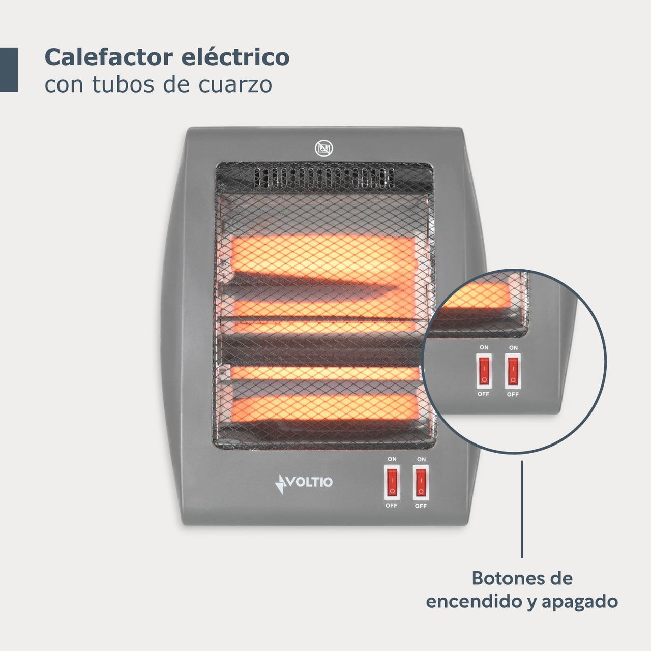 Calefactor Electrico De Cuarzo 800W Calentador 2 Niveles