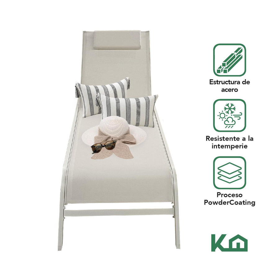 Camastro Exterior Textileno Reclinable Silla de Playa JardinKHLOUNGERLG