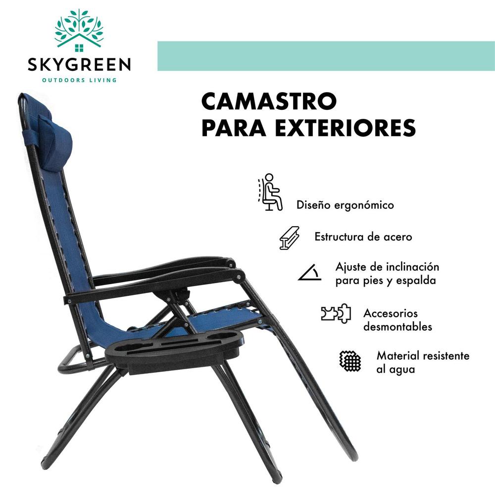 Camastro Para Exterior Plegable Portátil Con Porta Bebidas