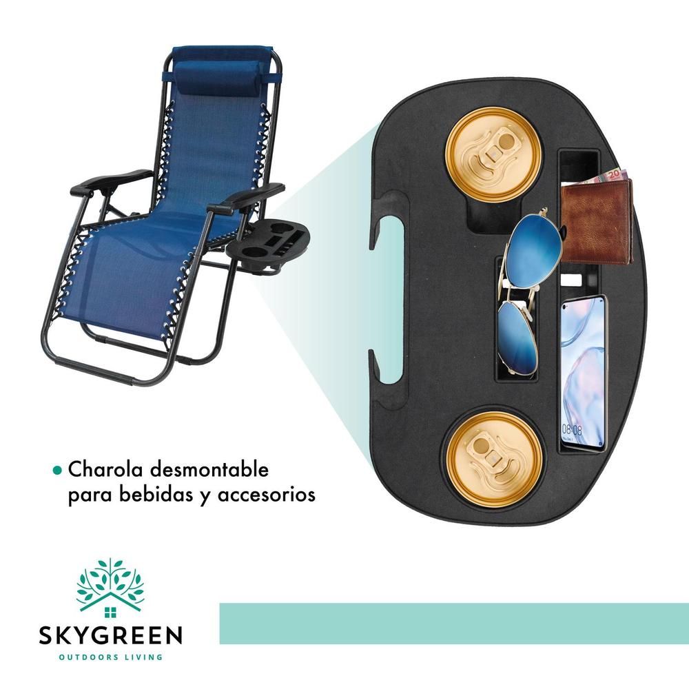 Camastro Para Exterior Plegable Portátil Con Porta Bebidas