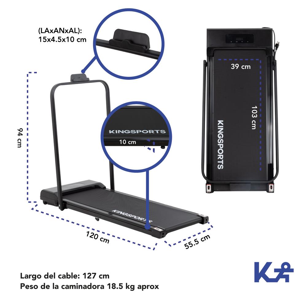 Caminadora Electrica Plegable 1.3 HP Banda Correr Kingsports