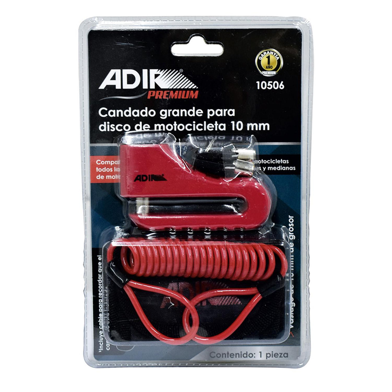 Candado Para Motocicleta Grande Para Disco 10 mm 10506 Adir