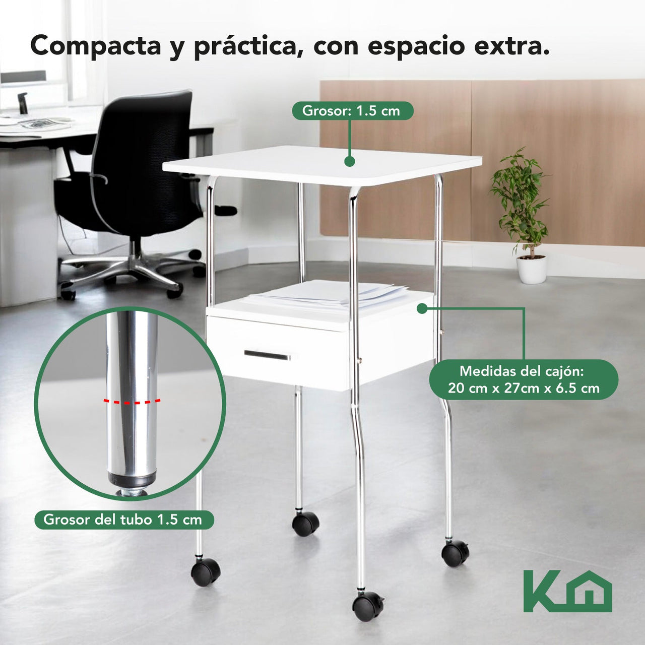 Carrito Mesa Auxiliar Mueble Multiusos 1 Cajón Spa Estética