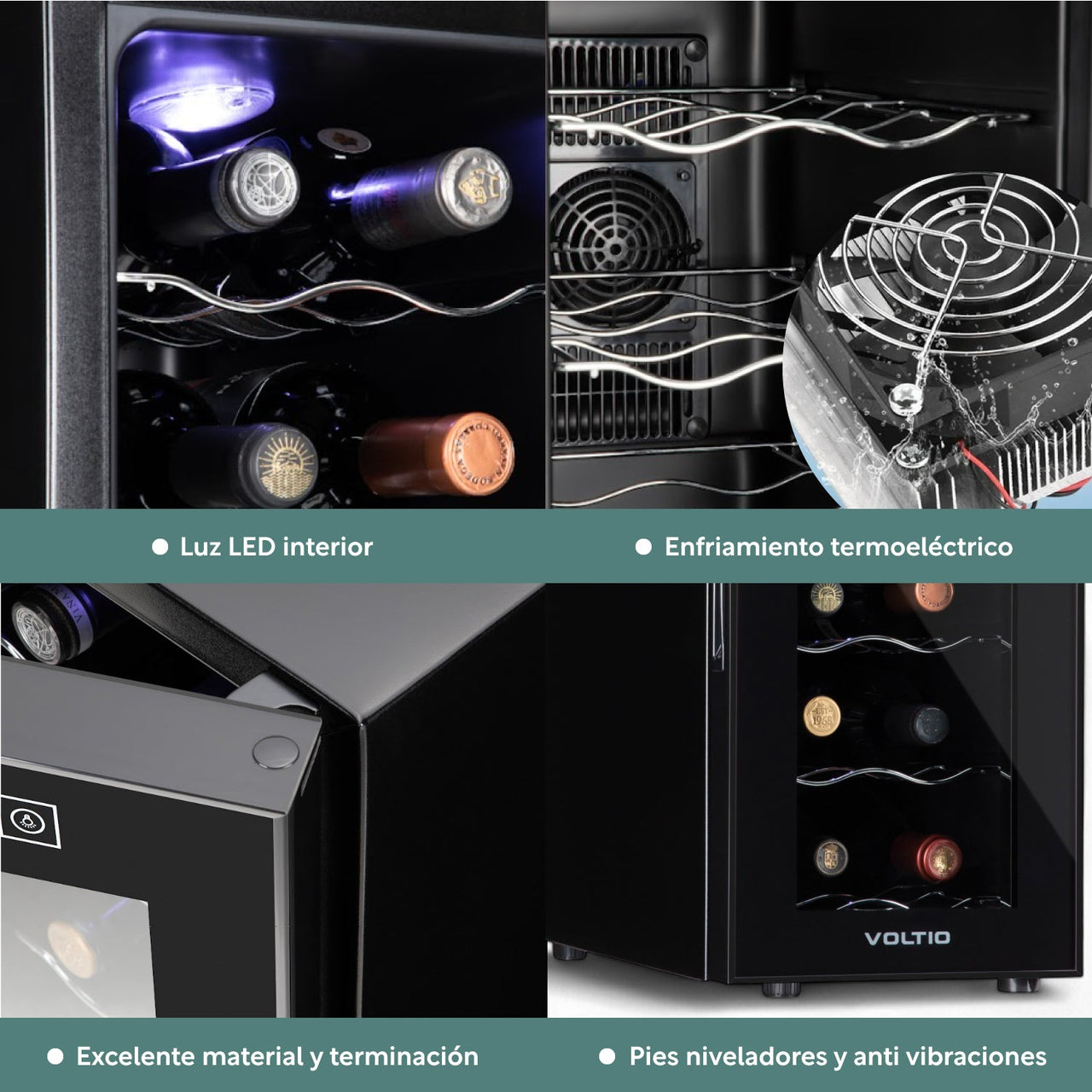 Cava Enfriador De Vinos 8 Botellas Frigobar Bebidas 110-120V