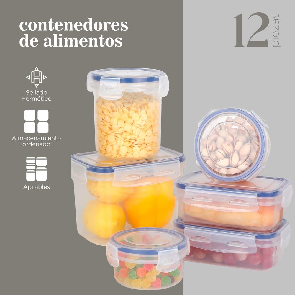 Set Contenedores Hermeticos Plastico Para Almacenar 12 Pzas