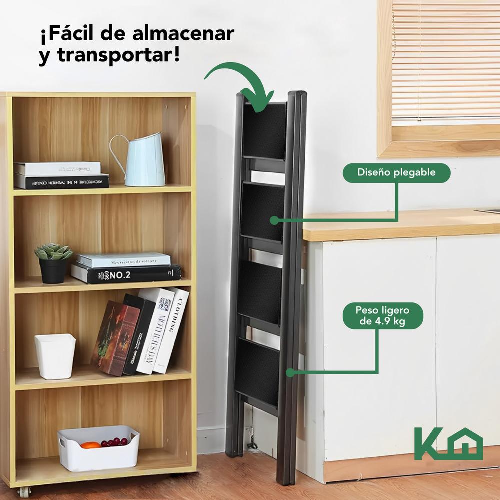 Escalera De Acero Plegable Tipo Tijera 4 Peldaños KingsHouse