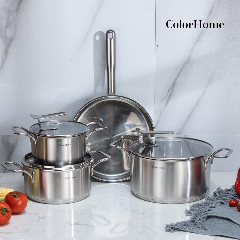 Batería de Cocina Acero Inoxidable 7 Piezas ColorHome