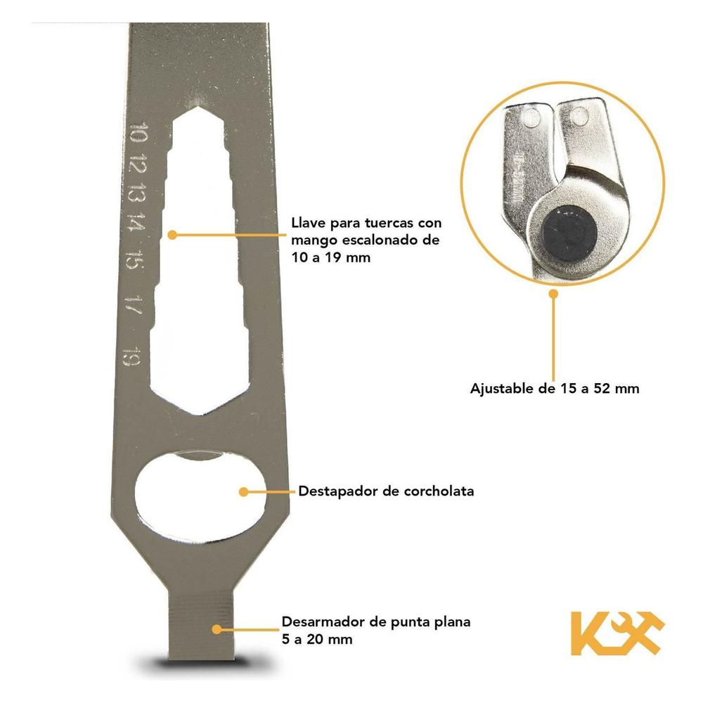 Llave para Esmeril Angular y Sierra de 4 en 1 Capacidad 15-52 mm 300156 Kingsman