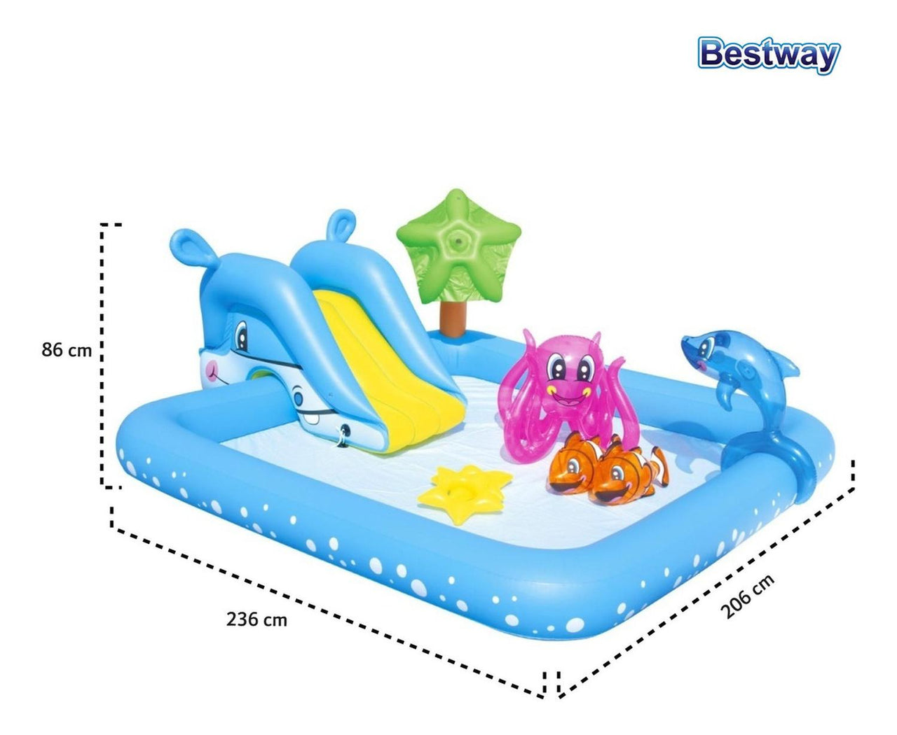 Centro de Juegos Alberca Inflable Acuario Fantástico 239  x  206  x  86 cm Modelo 53052 Bestway