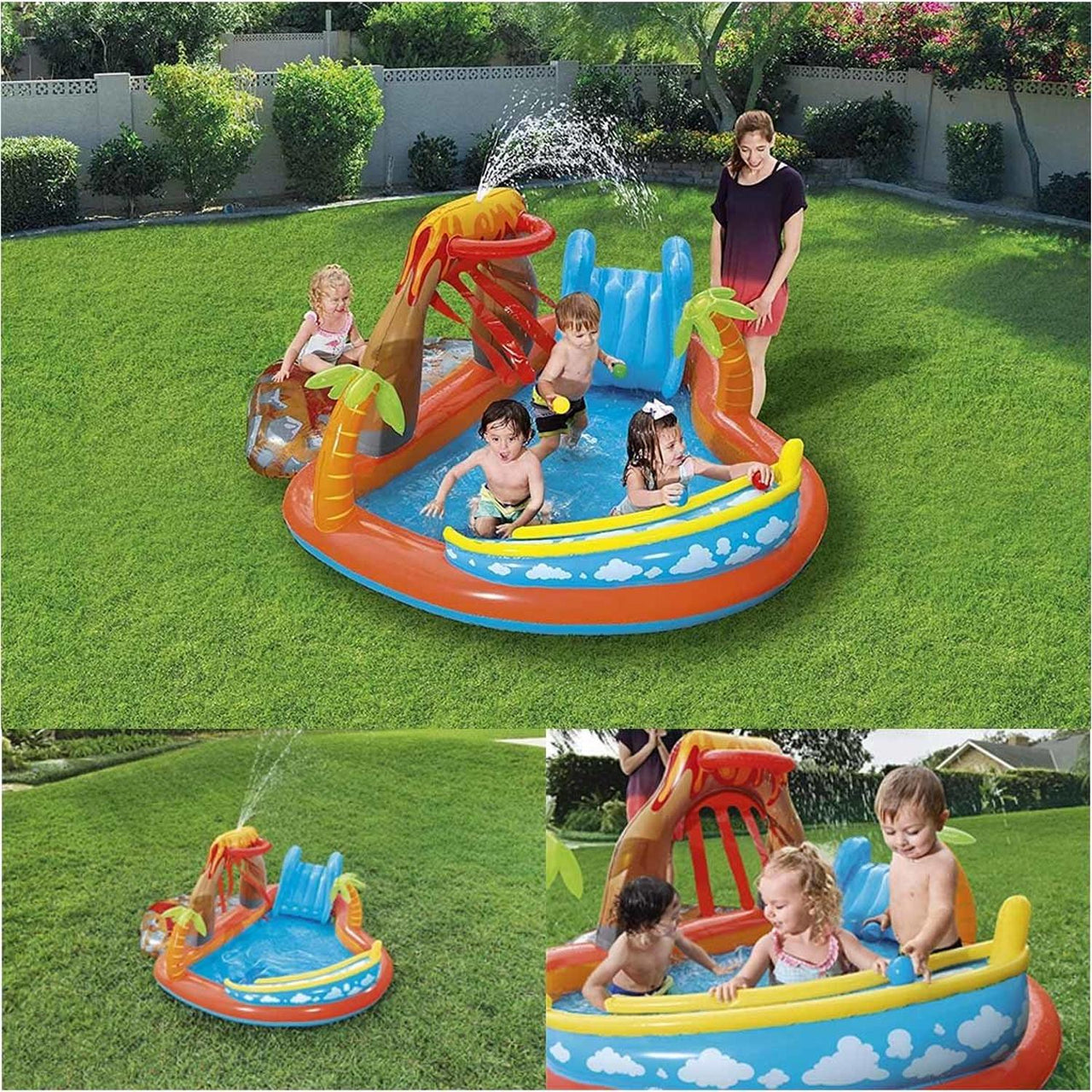 Centro de Juegos Alberca Inflable Lava Lago con Volcan 265 x 265 x 104 cm  Modelo  53069 Bestway