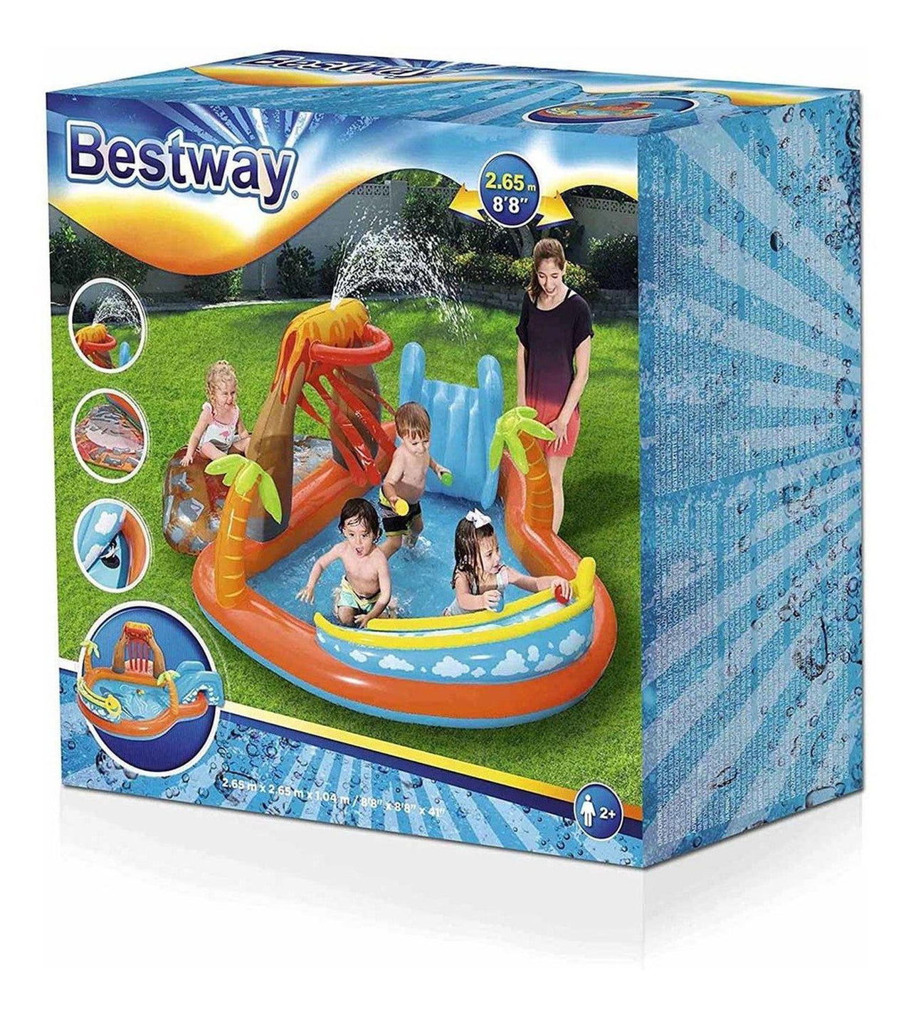 Centro de Juegos Alberca Inflable Lava Lago con Volcan 265 x 265 x 104 cm  Modelo  53069 Bestway